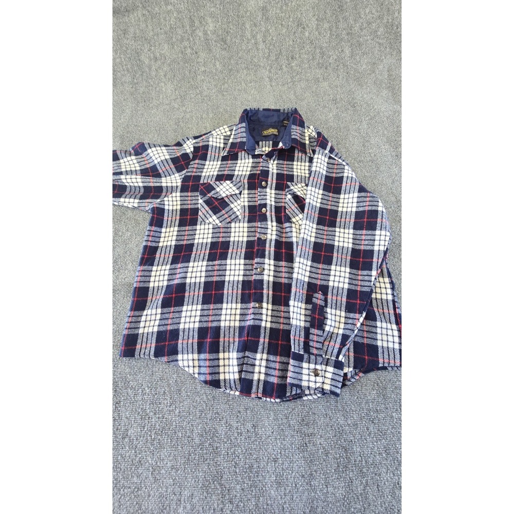Vintage Sears‎ Shirt Mens X Large Plaid Perma Prest Button Up Flannel 70s